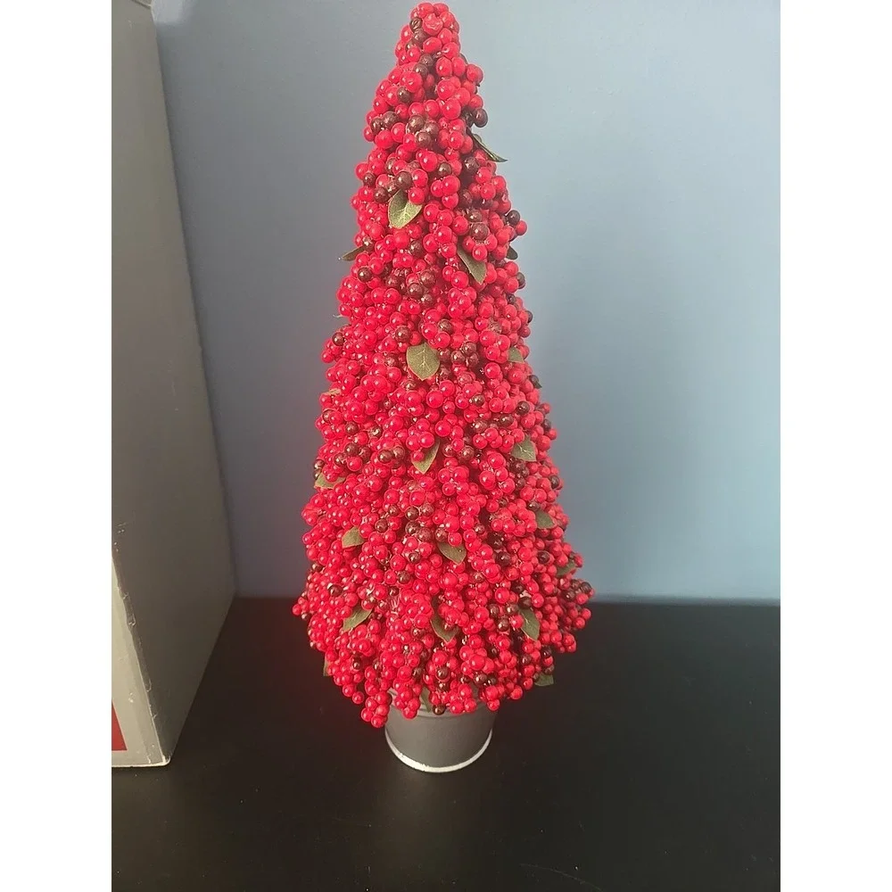 Restoration Hardware Winterbury Red Cone Topiary Tree Holiday Festive Red